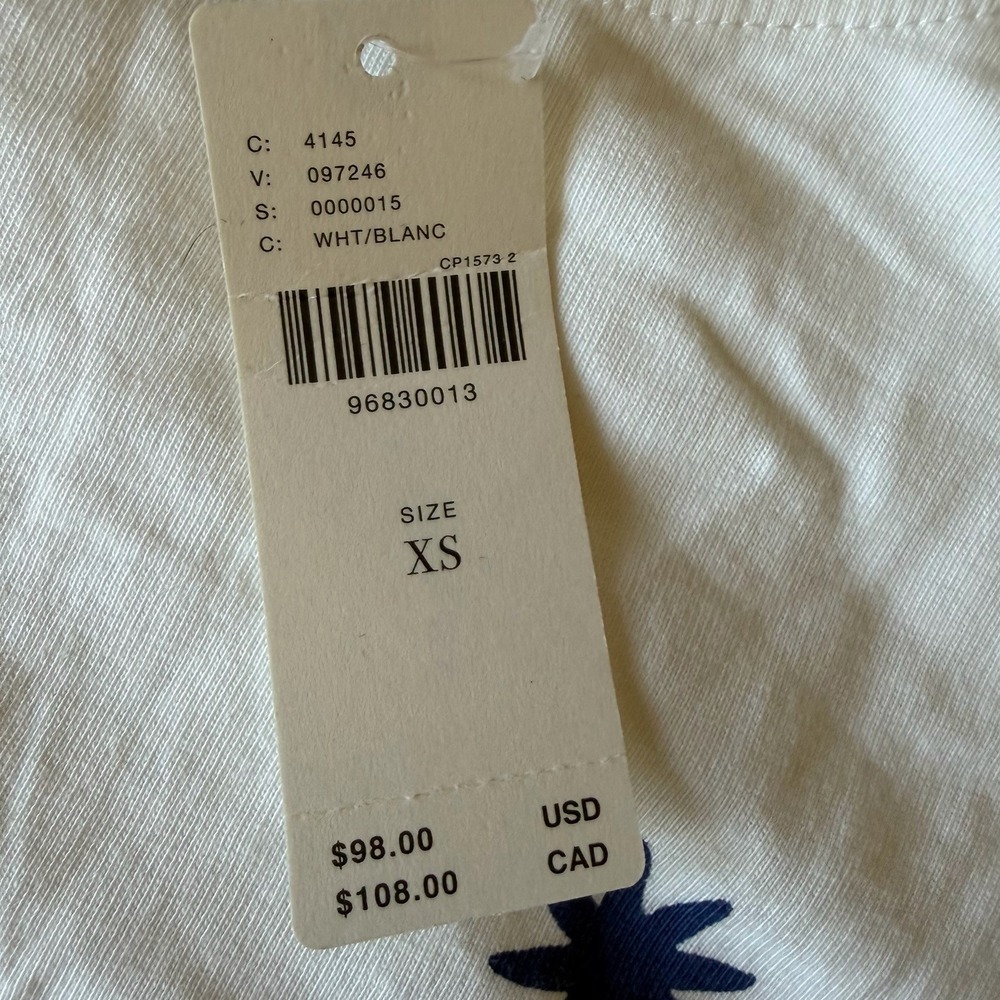 Anthropologie Celandine Maxi T-Shirt Dress White 100% Cotton (XS) NWT Coastal - Picture 6 of 8